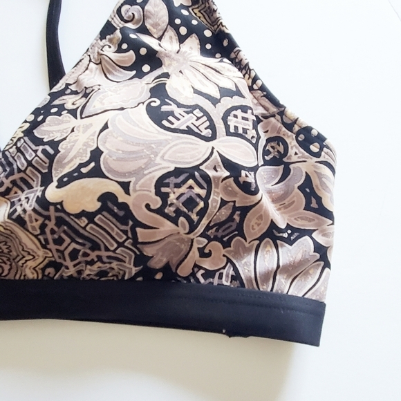 Carmen Marc Valvo bikini top black crisscross back strappy Large - Picture 4 of 7